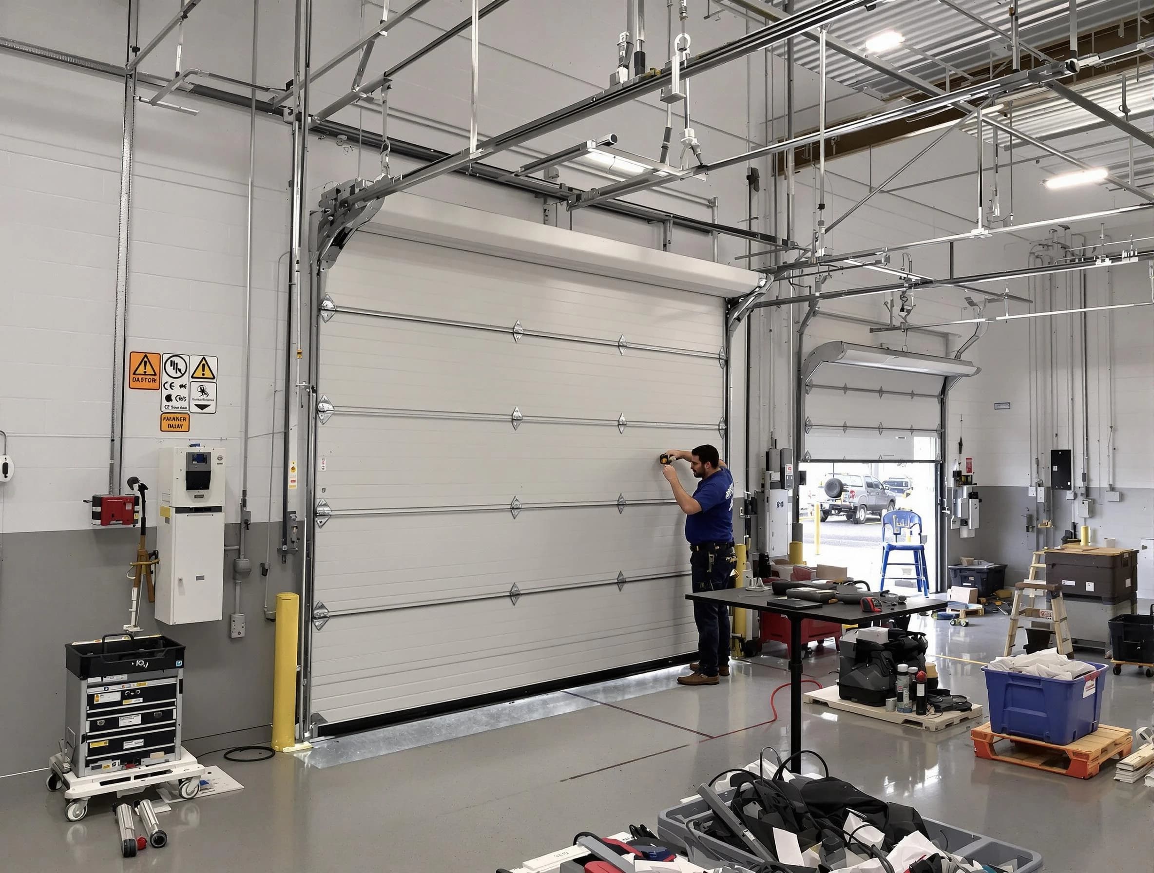 Commercial garage door repair being performed by Passaic Garage Door Repair expert in Passaic