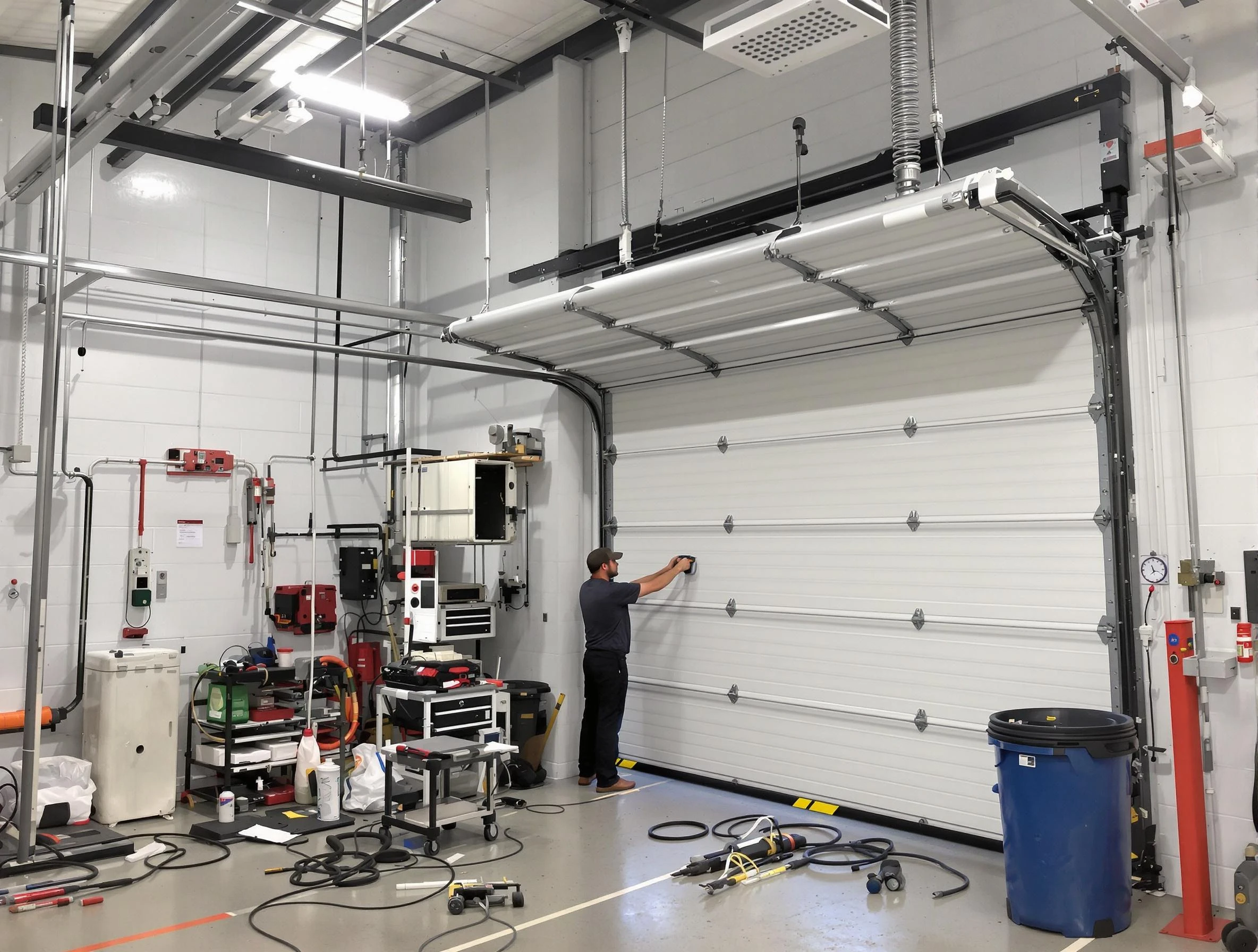 Passaic Garage Door Repair certified technician performing commercial door repair at a Passaic business facility