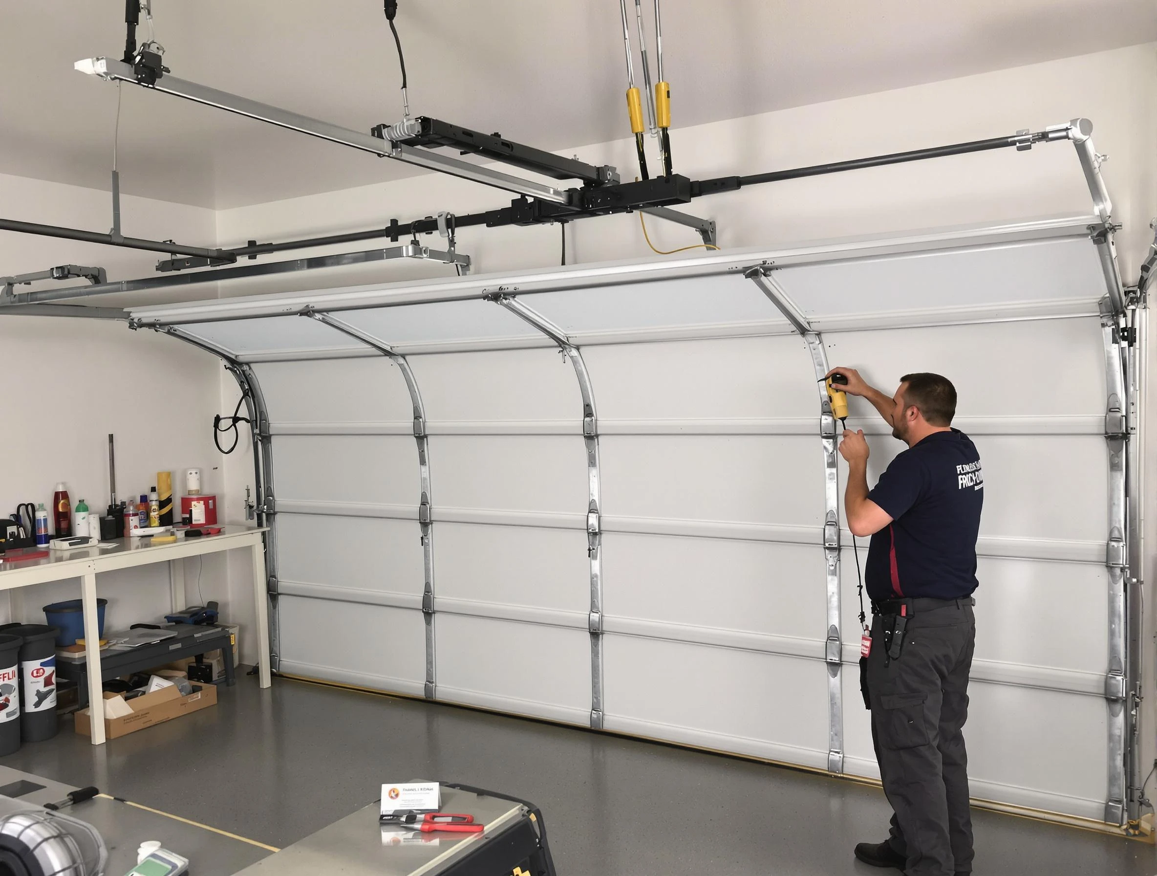 Passaic Garage Door Repair certified technician performing overhead door system repair in Passaic